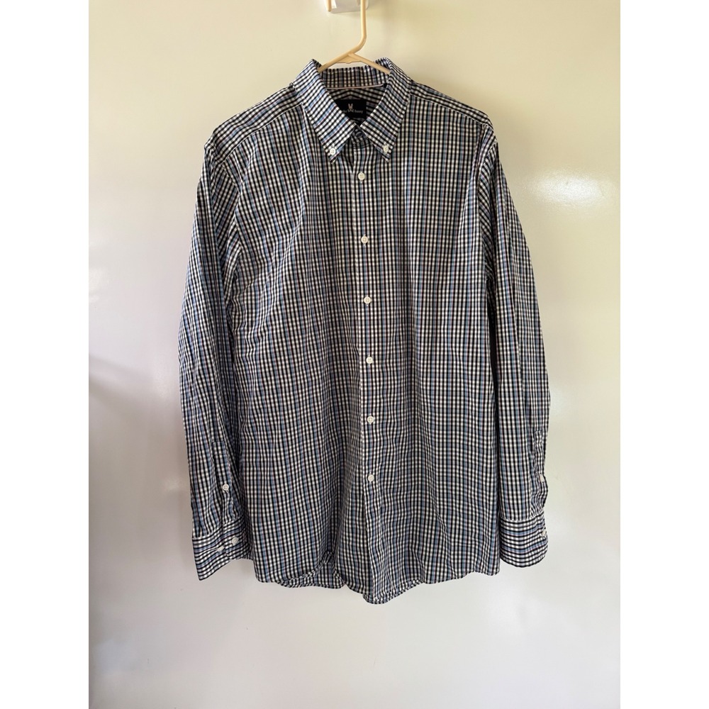Psycho Bunny Modern Fit Stretch Non Iron Check Shirt Mens 16.5 34/35 PBT002PJ362